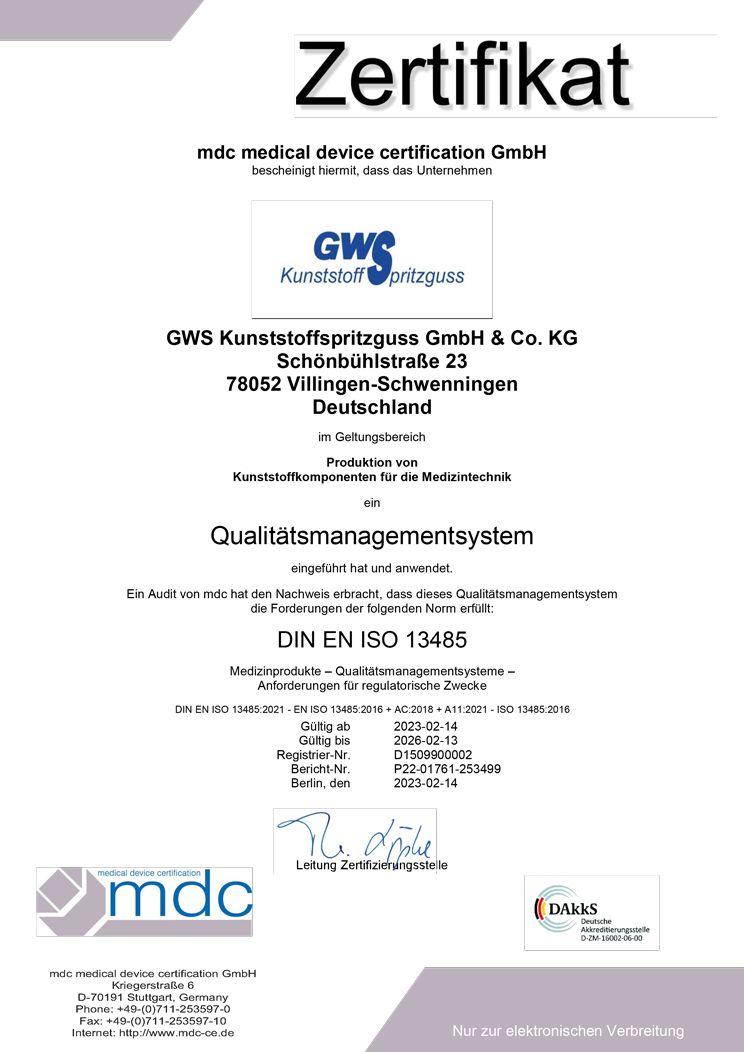 Zertifikat ISO13485
